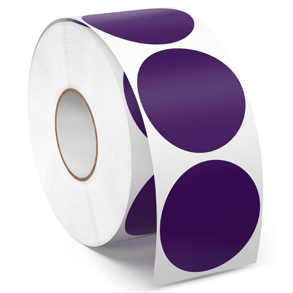 8045 1.5 Inches Purple Circle Stickers Roll 1000 PCS, Self-Adhesive Vinyl